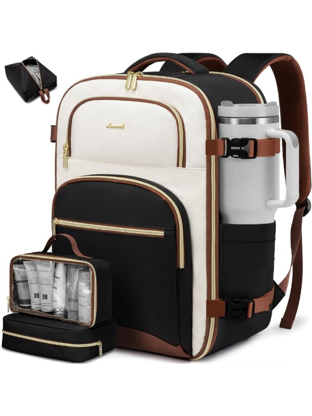 Stylish 40L Travel Backpack for Women, Airline Approved, Waterproof, Fits 17.3